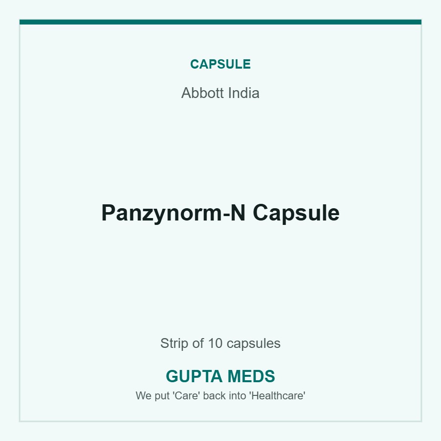Panzynorm-N Capsule — Abbott India, Strip of 10 capsules. Available at Gupta Meds pharmacy, Cuttack.