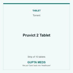 Pruvict 2 Tablet — Torrent, Strip of 10 tablets. Available at Gupta Meds pharmacy, Cuttack.