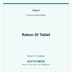 Rabon 20 Tablet — Corona Remedies, Strip of 10 tablets. Available at Gupta Meds pharmacy, Cuttack.
