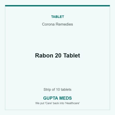 Rabon 20 Tablet — Corona Remedies, Strip of 10 tablets. Available at Gupta Meds pharmacy, Cuttack.