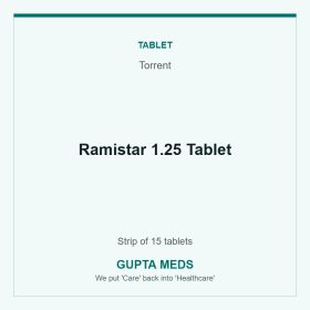 Ramistar 1.25 Tablet — Torrent, Strip of 15 tablets. Available at Gupta Meds pharmacy, Cuttack.