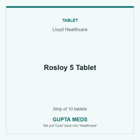 Rosloy 5 Tablet — Lloyd Healthcare, Strip of 10 tablets. Available at Gupta Meds pharmacy, Cuttack.