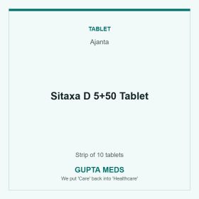 Sitaxa D 5+50 Tablet — Ajanta, Strip of 10 tablets. Available at Gupta Meds pharmacy, Cuttack.
