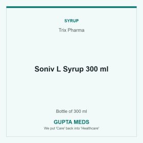Soniv L Syrup 300 ml — Trix Pharma, Bottle of 300 ml. Available at Gupta Meds pharmacy, Cuttack.