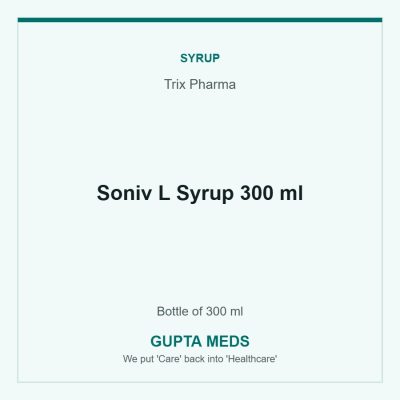 Soniv L Syrup 300 ml — Trix Pharma, Bottle of 300 ml. Available at Gupta Meds pharmacy, Cuttack.