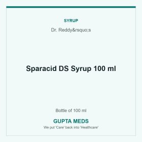 Sparacid DS Syrup 100 ml — Dr. Reddy&rsquo;s, Bottle of 100 ml. Available at Gupta Meds pharmacy, Cuttack.