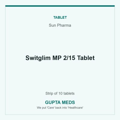 Switglim MP 2/15 Tablet — Sun Pharma, Strip of 10 tablets. Available at Gupta Meds pharmacy, Cuttack.