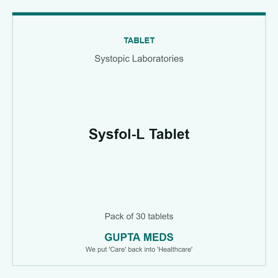 Sysfol-L Tablet — Systopic Laboratories, Pack of 30 tablets. Available at Gupta Meds pharmacy, Cuttack.