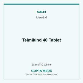 Telmikind 40 Tablet — Mankind, Strip of 10 tablets. Available at Gupta Meds pharmacy, Cuttack.