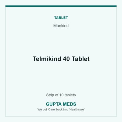 Telmikind 40 Tablet — Mankind, Strip of 10 tablets. Available at Gupta Meds pharmacy, Cuttack.
