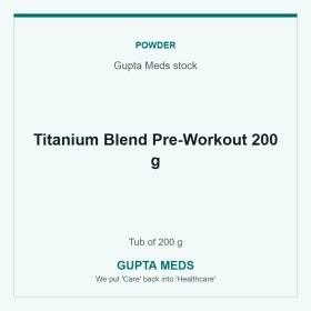 Titanium Blend Pre-Workout 200 g — Gupta Meds stock, Tub of 200 g. Available at Gupta Meds pharmacy, Cuttack.