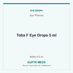 Toba F Eye Drops 5 ml — Sun Pharma, Bottle of 5 ml. Available at Gupta Meds pharmacy, Cuttack.
