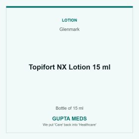 Topifort NX Lotion 15 ml — Glenmark, Bottle of 15 ml. Available at Gupta Meds pharmacy, Cuttack.