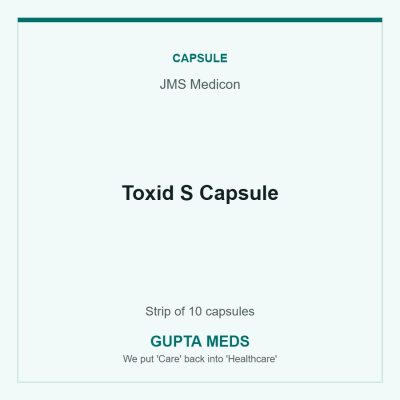 Toxid S Capsule — JMS Medicon, Strip of 10 capsules. Available at Gupta Meds pharmacy, Cuttack.