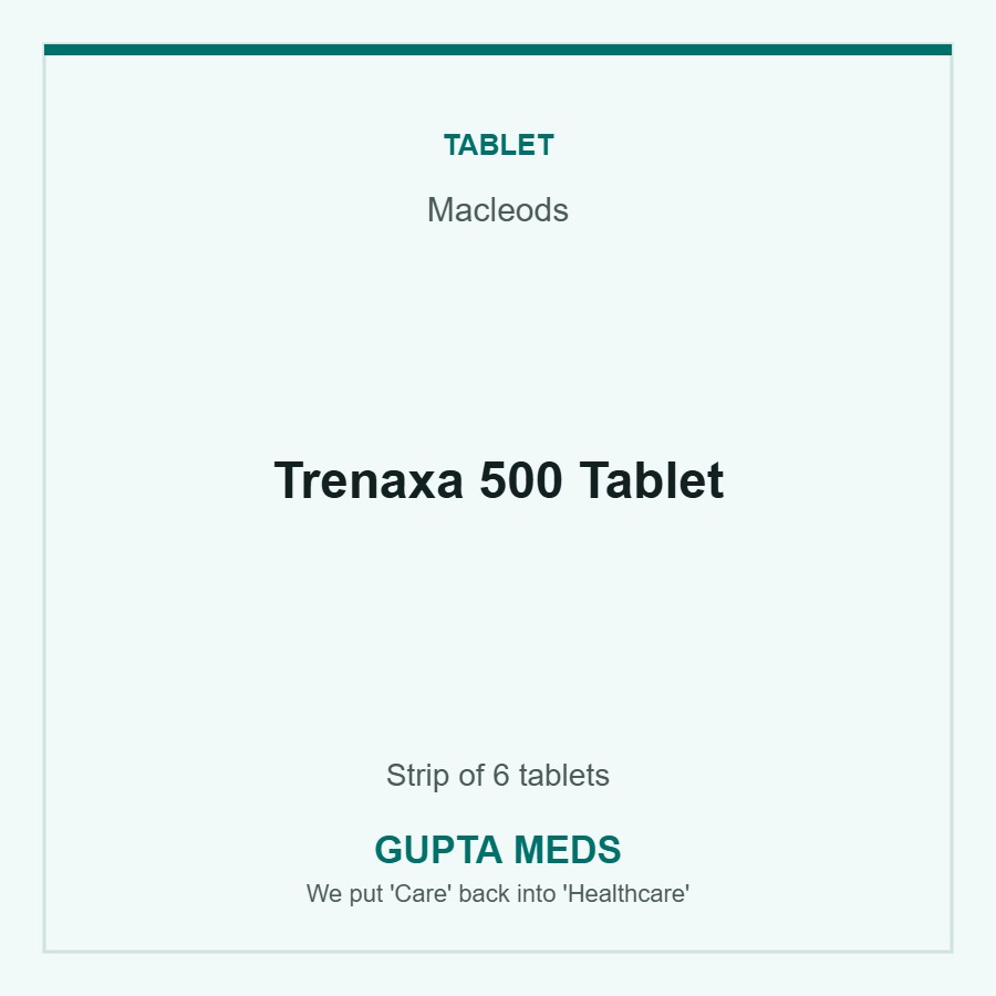 Trenaxa 500 Tablet — Macleods, Strip of 6 tablets. Available at Gupta Meds pharmacy, Cuttack.