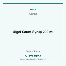 Ulgel Saunf Syrup 200 ml — Alembic, Bottle of 200 ml. Available at Gupta Meds pharmacy, Cuttack.