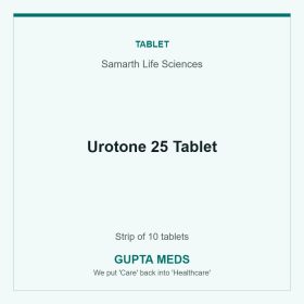 Urotone 25 Tablet — Samarth Life Sciences, Strip of 10 tablets. Available at Gupta Meds pharmacy, Cuttack.