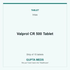 Valprol CR 500 Tablet — Intas, Strip of 15 tablets. Available at Gupta Meds pharmacy, Cuttack.
