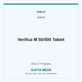 Verifica M 50/500 Tablet — Ajanta, Strip of 15 tablets. Available at Gupta Meds pharmacy, Cuttack.