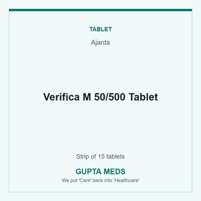 Verifica M 50/500 Tablet — Ajanta, Strip of 15 tablets. Available at Gupta Meds pharmacy, Cuttack.