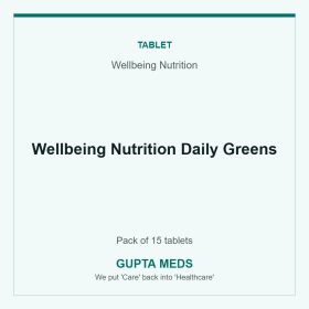 Wellbeing Nutrition Daily Greens — Wellbeing Nutrition, Pack of 15 tablets. Available at Gupta Meds pharmacy, Cuttack.