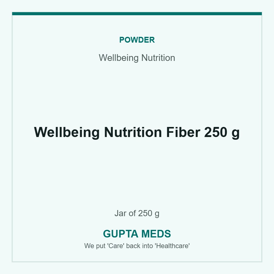 Wellbeing Nutrition Fiber 250 g — Wellbeing Nutrition, Jar of 250 g. Available at Gupta Meds pharmacy, Cuttack.