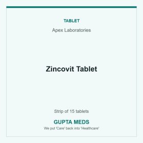 Zincovit Tablet — Apex Laboratories, Strip of 15 tablets. Available at Gupta Meds pharmacy, Cuttack.