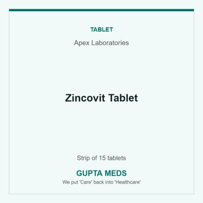 Zincovit Tablet — Apex Laboratories, Strip of 15 tablets. Available at Gupta Meds pharmacy, Cuttack.